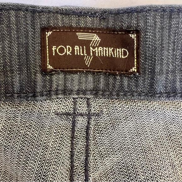 7 for All Mankind Gray Striped Flare High Rise Stretch Trouser Denim Jean SZ 32 - Picture 10 of 14